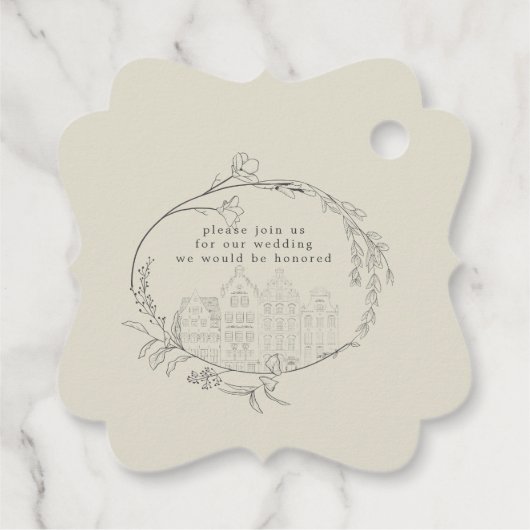  geschetste bloempastel bewaar de datum bedankjes labels (Achterkant)