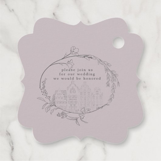  geschetste bloempastel bewaar de datum bedankjes labels (Achterkant)