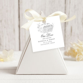  geschetste bloempastel bewaar de datum bedankjes labels