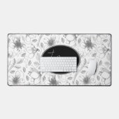 Geschetste bloemrand grijs/zwart ID939 Bureaumat (Keyboard & Muis)