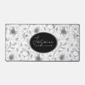 Geschetste bloemrand grijs/zwart ID939 Bureaumat (Voorkant)