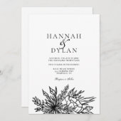 Geschetste botanische boeket trouw QR-code Kaart (Voorkant / Achterkant)