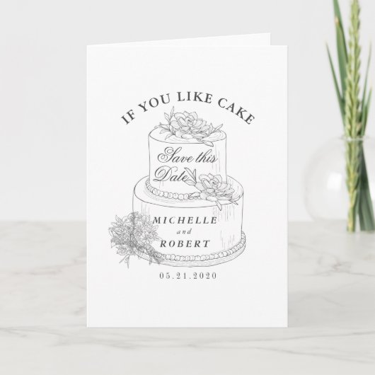 geschetste bruiloft taart foto opslaan van de dat kaart (Voorkant)