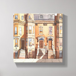 Geschetste bruine stenen | Boston Straatschilderin Canvas Afdruk