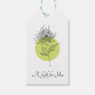 Geschetste Dahlia Botanisch Eenvoudig Elegant Cadeaulabel
