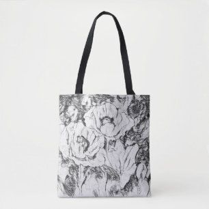 Geschetste de bloemen bloemenwhi van penhand tote bag