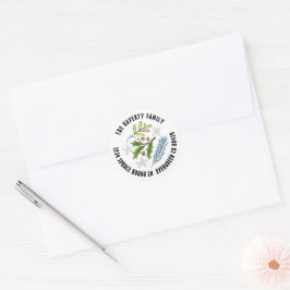 Geschetste illustratie blauwe spar winter vakantie ronde sticker