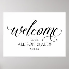 Geschetste kalligrafie huwelijks welkomstbord - Zw Poster