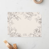 geschetste kersenbloem bedankt notitiekaartje (Voorkant / Achterkant in situ)