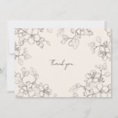 geschetste kersenbloem bedankt notitiekaartje (Achterkant)