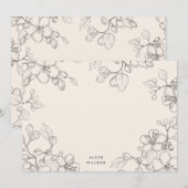 geschetste kersenbloem bedankt notitiekaartje (Voorkant / Achterkant)