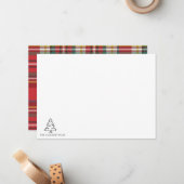 Geschetste Kerstboom Monogram Vakantie Familie Notitiekaartje (Voorkant / Achterkant in situ)