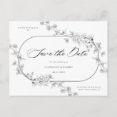 Geschetste Modern Floral Save The Date Briefkaart (Voorkant)