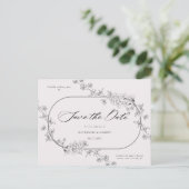 Geschetste Modern Floral Save The Date Briefkaart (Staand voorkant)