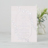 Geschetste Modern Floral Wedding Folie Uitnodiging (Staand Voorkant)