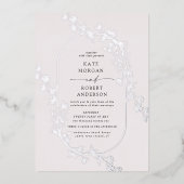 Geschetste Modern Floral Wedding Folie Uitnodiging (Voorkant)