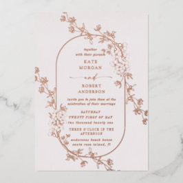 Geschetste Modern Floral Wedding Folie Uitnodiging