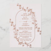 Geschetste Modern Floral Wedding Folie Uitnodiging (Voorkant)