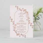 Geschetste Modern Floral Wedding Folie Uitnodiging (Staand Voorkant)