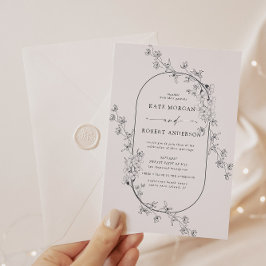 Geschetste Moderne Bloemen Bruiloft Uitnodiging