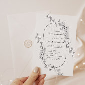 Geschetste Moderne Bloemen Bruiloft Uitnodiging