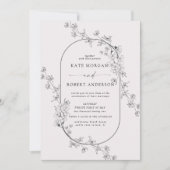 Geschetste Moderne Bloemen Bruiloft Uitnodiging (Voorkant)