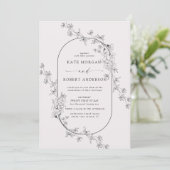 Geschetste Moderne Bloemen Bruiloft Uitnodiging (Staand voorkant)