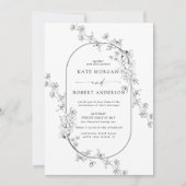 Geschetste Moderne Bloemen Bruiloft Uitnodiging (Voorkant)