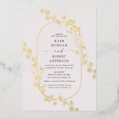 geschetste moderne bloemige bruiloft folie uitnodiging (Voorkant)