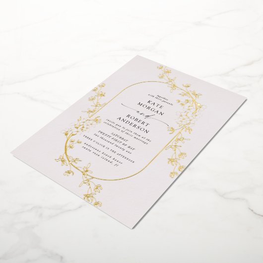 geschetste moderne bloemige bruiloft folie uitnodiging (Gedraaid)