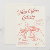 Geschetste Oud en Nieuw Feest Uitnodiging (Voorkant / Achterkant)