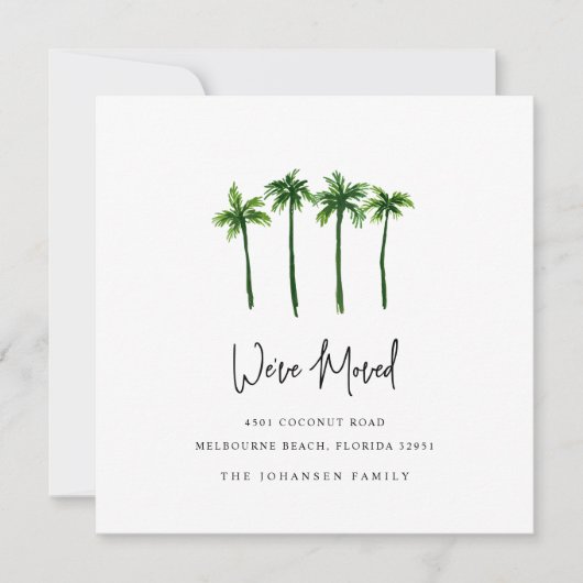 Geschetste palmbomen Adreswijziging verhuizing Aankondiging (Voorkant)