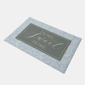 Geschetste Pioenen Dusty Blue Deurmat (Schuin)