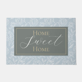 Geschetste Pioenen Dusty Blue Deurmat