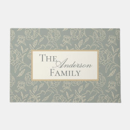 Geschetste Pioenen Groene Botanische Bloem Deurmat