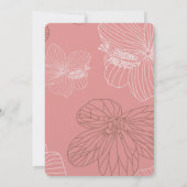 Geschetste roze bloemenbruiloft kaart (Achterkant)