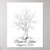 Geschetste trouwvingerafdruk Boom N.2 Poster (Voorkant)