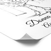 Geschetste trouwvingerafdruk boom poster (Hoek)