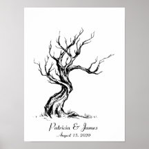 Geschetste Vingerafdruk Boom Poster