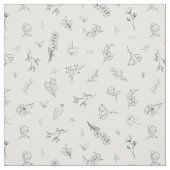 Geschetste wilde bloemen op wit stof (Swatch)