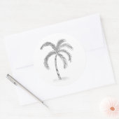 Geschetste zwart-wit klassieke ronde sticker (Envelop)