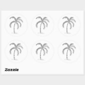 Geschetste zwart-wit klassieke ronde sticker (Vel)