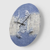 Gescheurd blauw denim: jeans textuur. grote klok (Hoek)