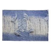 Gescheurd blauw denim: jeans textuur. kussensloop (Achterkant)