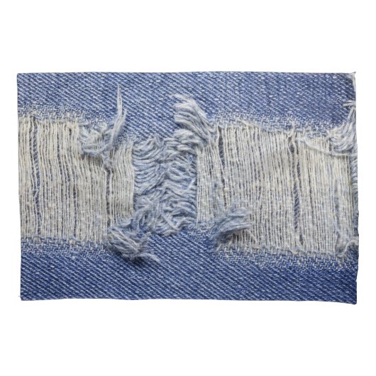Gescheurd blauw denim: jeans textuur. kussensloop (Voorkant)