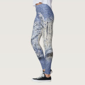 Gescheurd blauw denim: jeans textuur. leggings (Links)