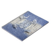 Gescheurd blauw denim: jeans textuur. notitieboek (Linkerzijde)