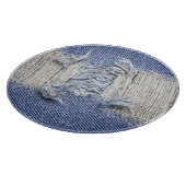 Gescheurd blauw denim: jeans textuur. snijplank (Hoek)
