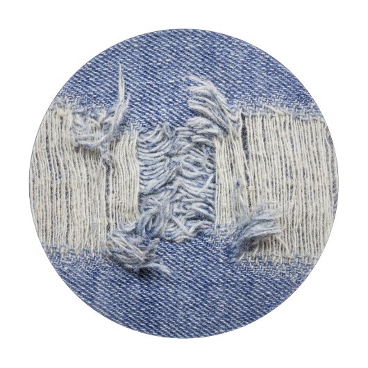 Gescheurd blauw denim: jeans textuur. snijplank (Voorkant)