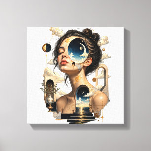 Gescheurd canvas dat een surrealistisch werk illus afdruk